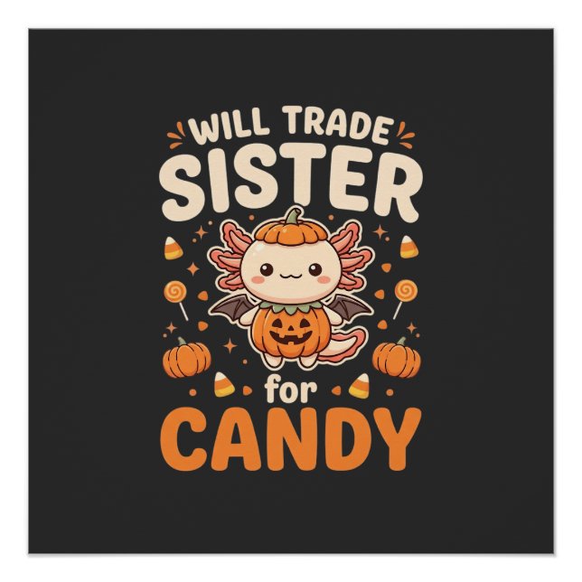Póster Design de vetor de troca de doces de Halloween Axo (Frente)