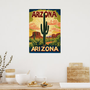 Poster Design de Viagem Antiga do Arizona