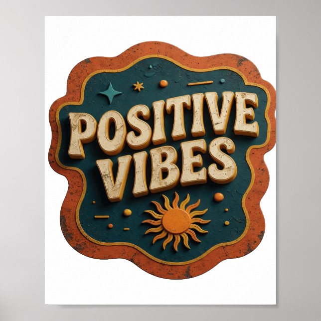 Poster Design de Vibrações Positivas Laranja na Moda (Frente)