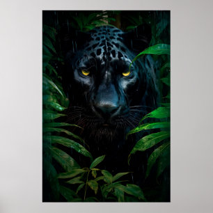 Poster Design de Vida Selvagem da Selva da Pantera Negra 