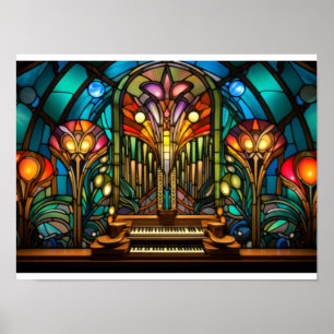 Poster Design de Vidro Pintado de Órgão de Tubos Art Nouv