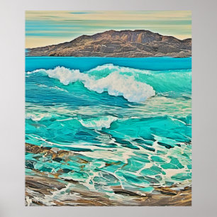 Poster Design de Vista de Oceano Texturizado