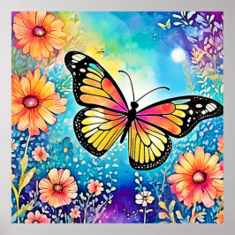 Poster Design de Visualização de Octopus Colorida