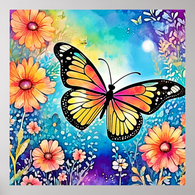 Poster Design de Visualização de Octopus Colorida (Frente)