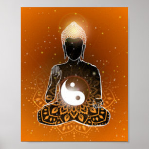 Poster Design de Ying Yang da meditação de Buddha