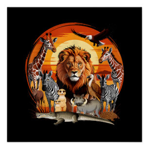 Póster Design de Zookeeper Animais Africanos Arte de Zoo 