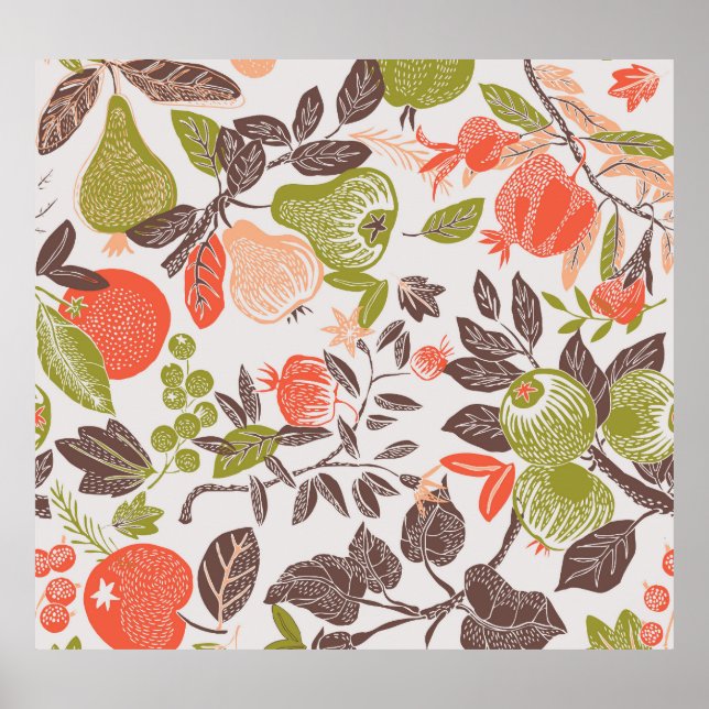 Poster Design decorativa de fruta de outono. (Frente)