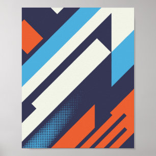 Poster Design Diagonal em Azul, Laranja e Branco