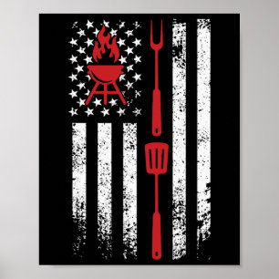 Poster Design Divertido de Churrasco Fumando Carne