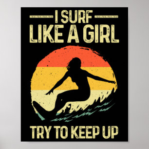 Poster Design Divertido de Surfista Feminino para Mulhere