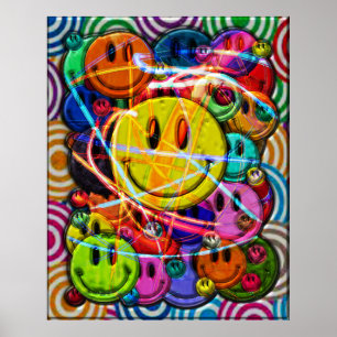Póster Design do abstrato dos botões da cara