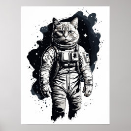 Poster Design do Astronauta de Tinta Preta