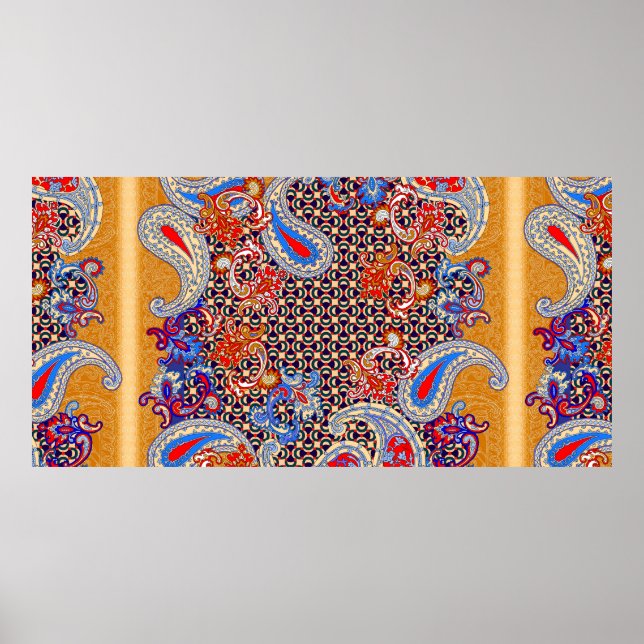 Poster Design do cachecol multicolorido Paisley (Frente)