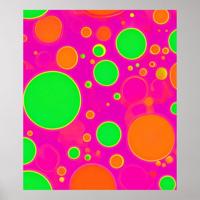Poster Design do círculo retrorreflector Neon Pink & Gree (Frente)