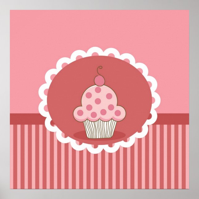 Póster Design do Cupcake rosa (Frente)