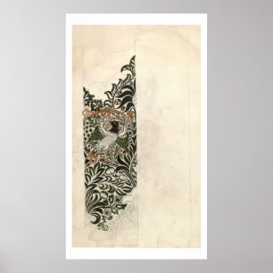 Póster Design do "de bloco de madeira inacabado pássaro 