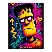 Design do Dia das Bruxas do Neon Frankenstein