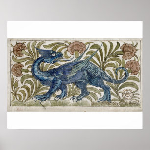 Póster Design do "dragão" para um azulejo (w/c no papel)