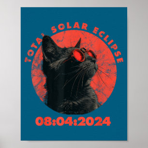 Poster Design do Eclipse Solar Total de 2024 Gato Engraça