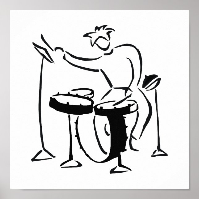 Póster Design do esboço do tambor abstrato bw sketch (Frente)