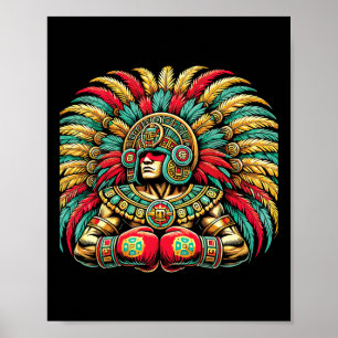 Poster Design do Guerreiro Aztec - Boxing mexicano