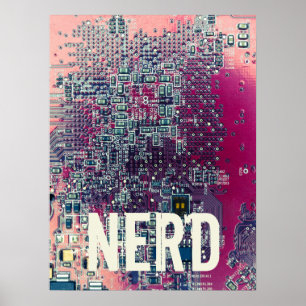 Poster Design do nerd do circuito vermelho