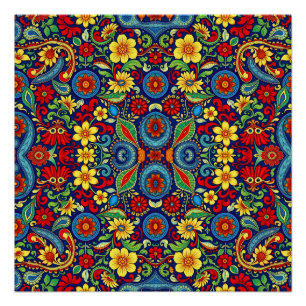 Póster Design do Rainbow Colour Flor Paisley
