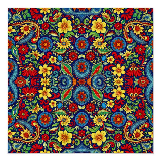 Póster Design do Rainbow Colour Flor Paisley (Frente)
