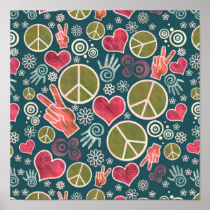 Póster Design do sinal do pacifismo do hipster do símbol