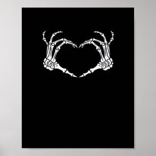 Poster Design do Skeleton Halloween do Coração da Mão