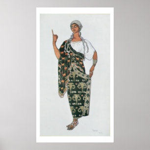 Póster Design do traje de Phedre, 1917 (litho da cor)