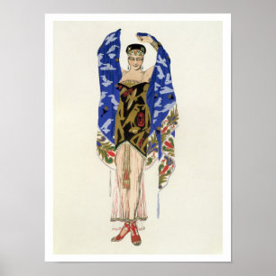 Póster Design do traje para uma menina de dança (litho d