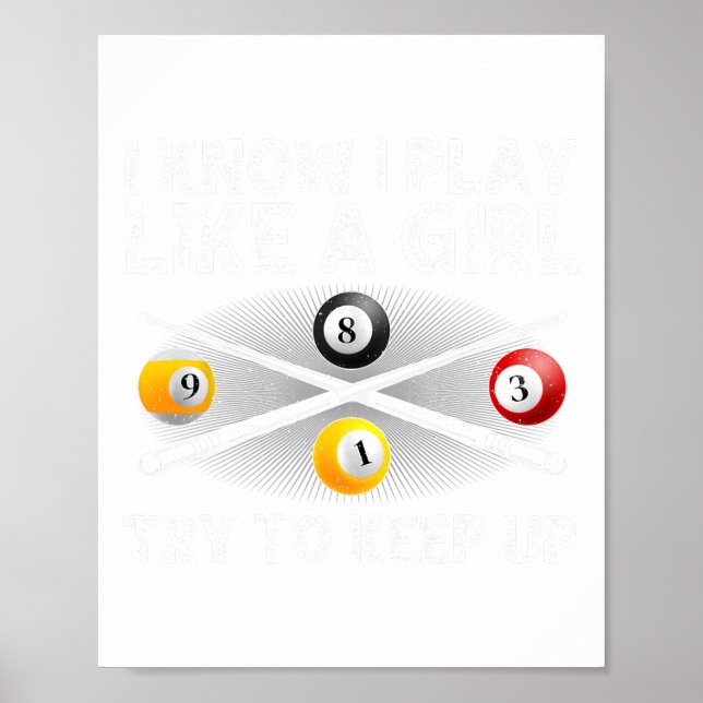 Poster Design Engraçado Para Mulheres Piscina Bilheiras P (Frente)