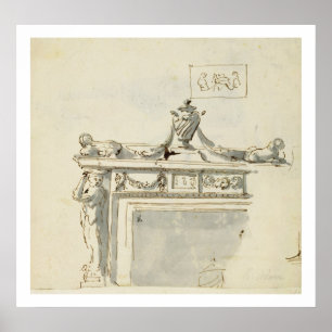 Poster Design esboçado para uma lareira (a caneta & a