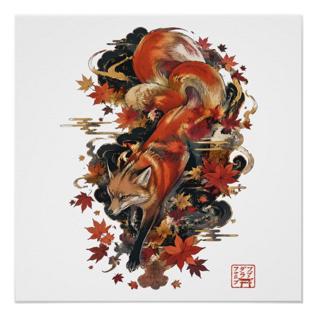 Póster Design Espirito de Raposa Japonesa Kitsune de Outo (Frente)