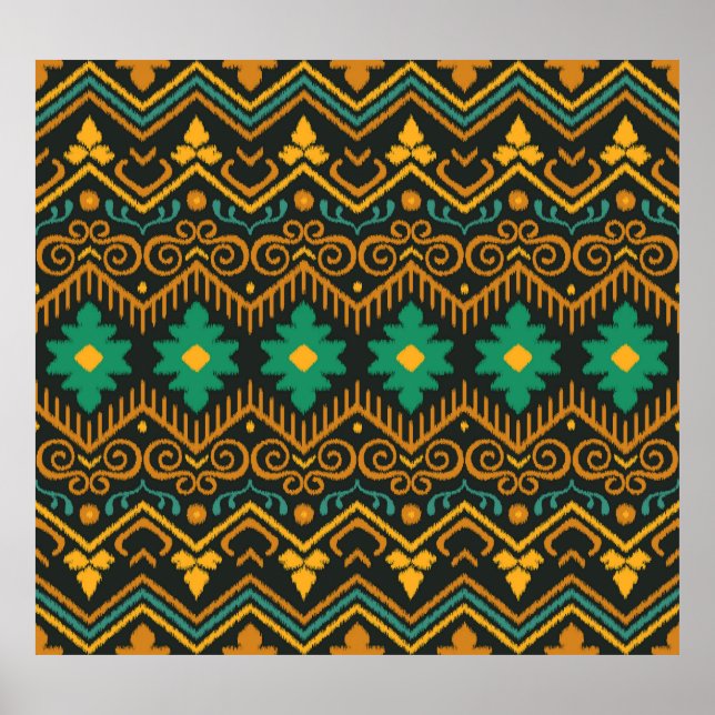 Poster Design Étnico Tecido Ikat bordado (Frente)