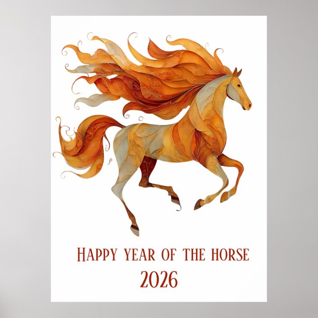 Poster Design Feliz Ano do Cavalo 2026 (Frente)