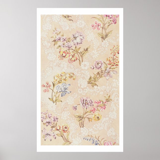 Póster Design floral com peões, lírios e rosas para S (Frente)