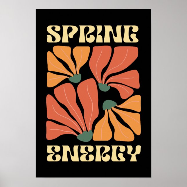 Poster Design Floral Retro Energia da Primavera | Abstra  (Frente)