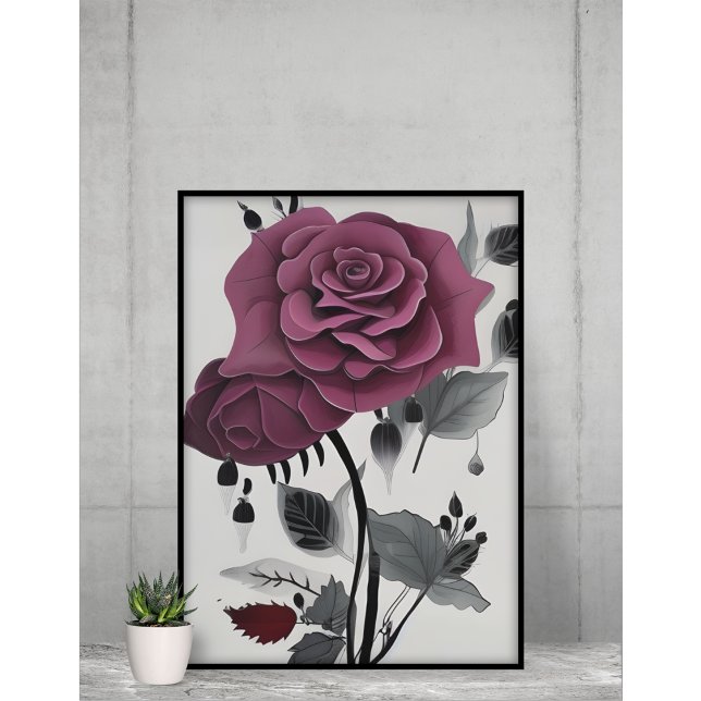 Poster Design Floral Rosa de Abstrato de tinta minimalist (Criador carregado)