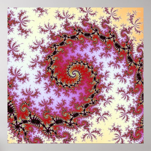 Póster Design Fractal Espiral Vermelho Duplo (Frente)