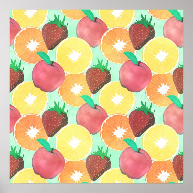 Poster Design Fruta Colorida de Verão (Frente)