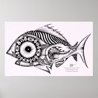 Poster / Design, Geometrica de Peixe de Arte Moder