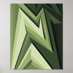 Poster Design geométrico abstrato em tons verdes