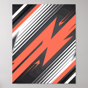 Poster Design Geométrico de Laranja e Zigzag Preto