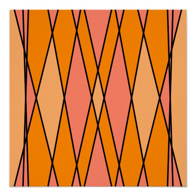 Póster Design geométrico de pêssego e laranja (Frente)