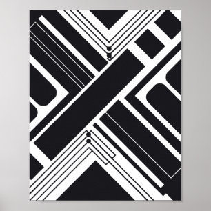 Poster Design geométrico em preto e branco