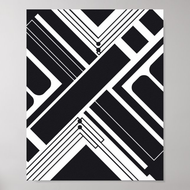 Poster Design geométrico em preto e branco (Frente)