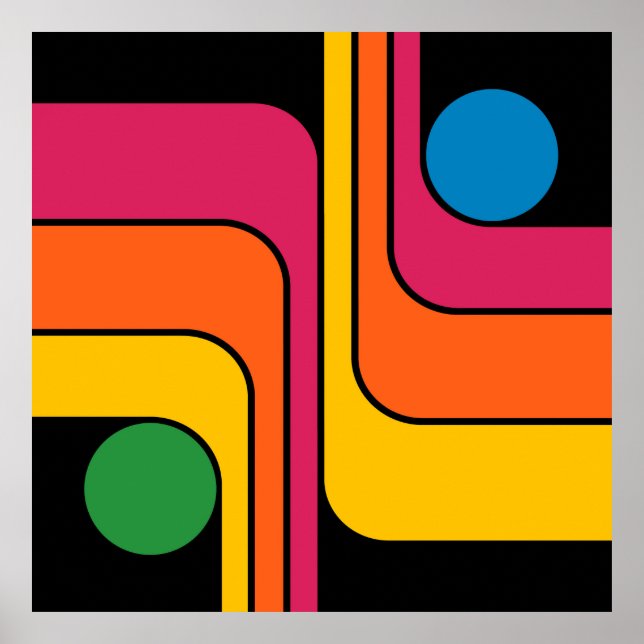 Poster Design Geométrico Estilo Retro Mod Anos 70 (Frente)