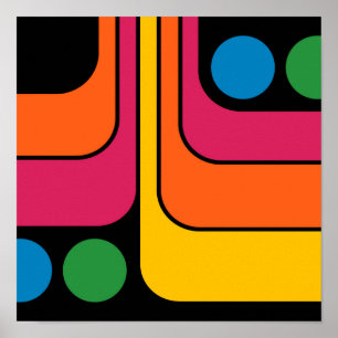 Poster Design Geométrico Estilo Retro Mod Anos 70